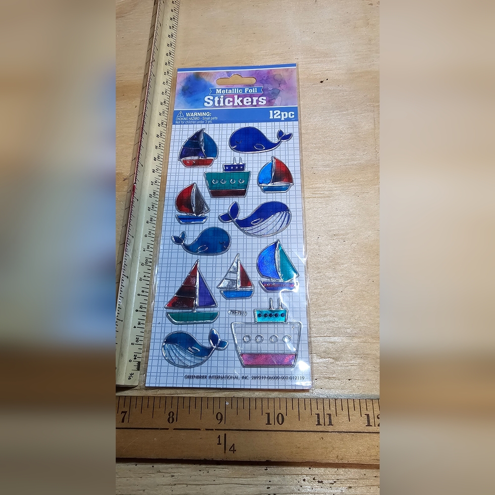 Glitter Blue Whale Sail Boat stickers sealed sheet